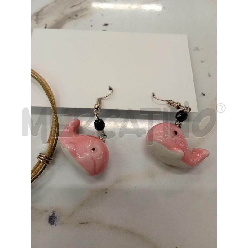 GIOIELLI PZ. BRACCIALE ORECCHINI BALENE IN CERAMICA ROSA AZZURRA  | Mercatino dell'Usato San giorgio del sannio 3