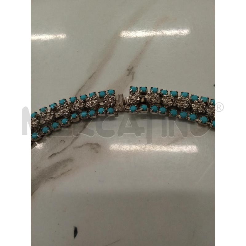 GIRO COLLO ARGENTATO PIETRE AZZURRE + OCCHINI CLIPS  | Mercatino dell'Usato San giorgio del sannio 2
