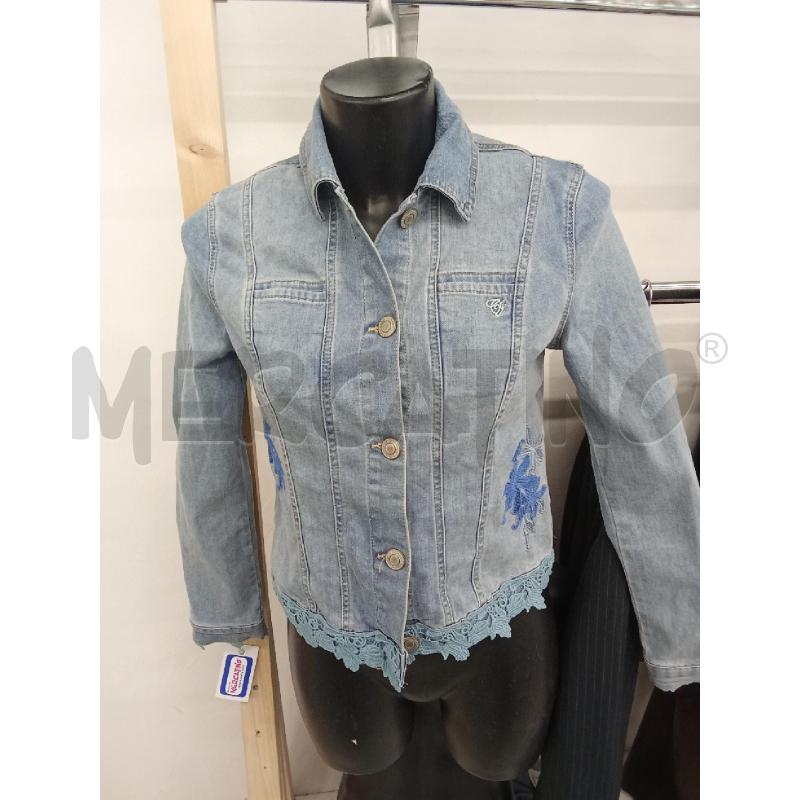 GIUBBINO DONNA JEANS DENIM CHIARO CON MERLETTO AZZURRO BLU CAMOMILLA | Mercatino dell'Usato San giorgio del sannio 1