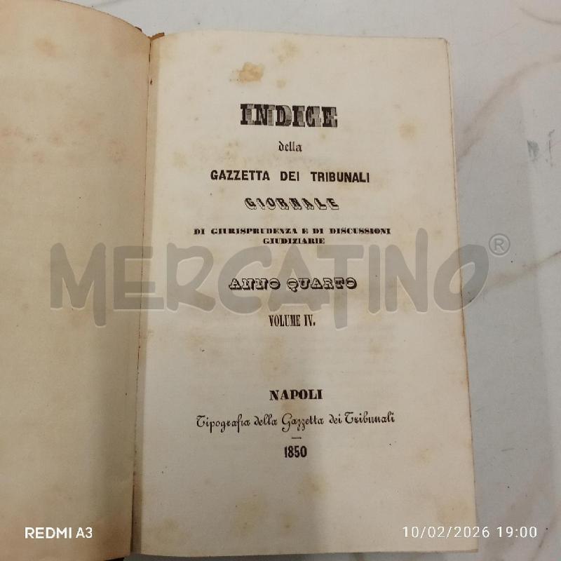 INDICE DELLA GAZZETTA DEI TRIBUNALI ANNO QUARTO 1850 | Mercatino dell'Usato San giorgio del sannio 3