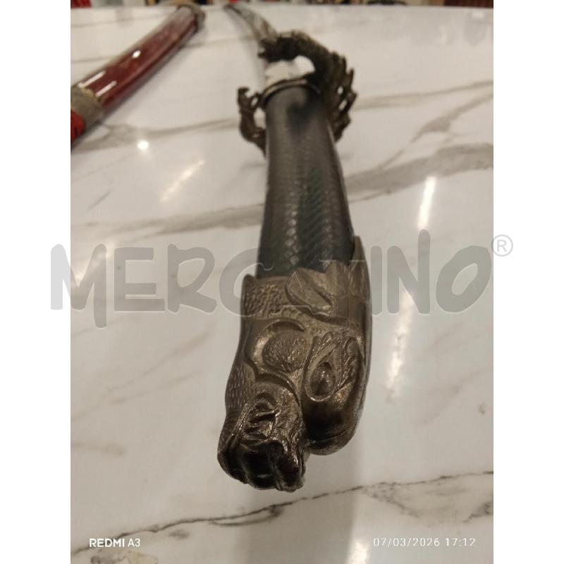 KATANA ACCIAIO  CUSTODIA PELLE RESINA ROSSA DRAGO  | Mercatino dell'Usato San giorgio del sannio 3