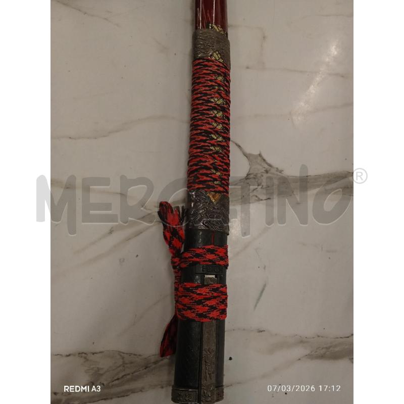 KATANA ACCIAIO  CUSTODIA PELLE RESINA ROSSA DRAGO  | Mercatino dell'Usato San giorgio del sannio 4