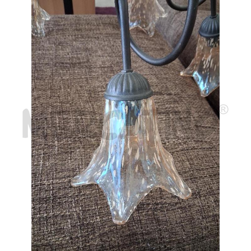 LAMPADARIO 5 LUCI FERRO BATTUTO FOGLIE  | Mercatino dell'Usato San giorgio del sannio 3