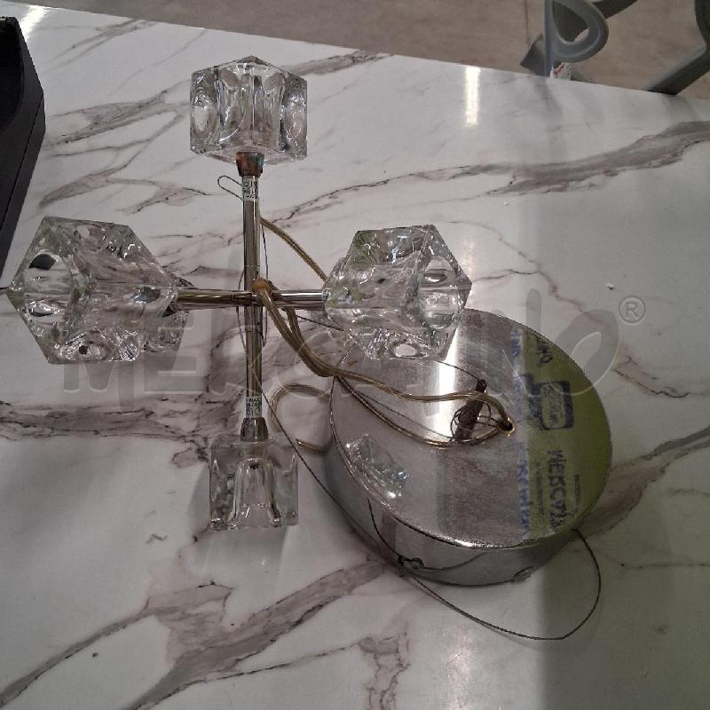 LAMPADARIO CROMO CUBI VETRO | Mercatino dell'Usato San giorgio del sannio 1