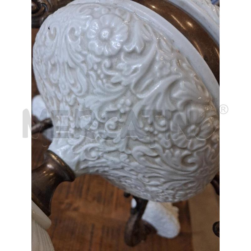 LAMPADARIO OTTONE CERAMICA 6 BRACCIA  | Mercatino dell'Usato San giorgio del sannio 3