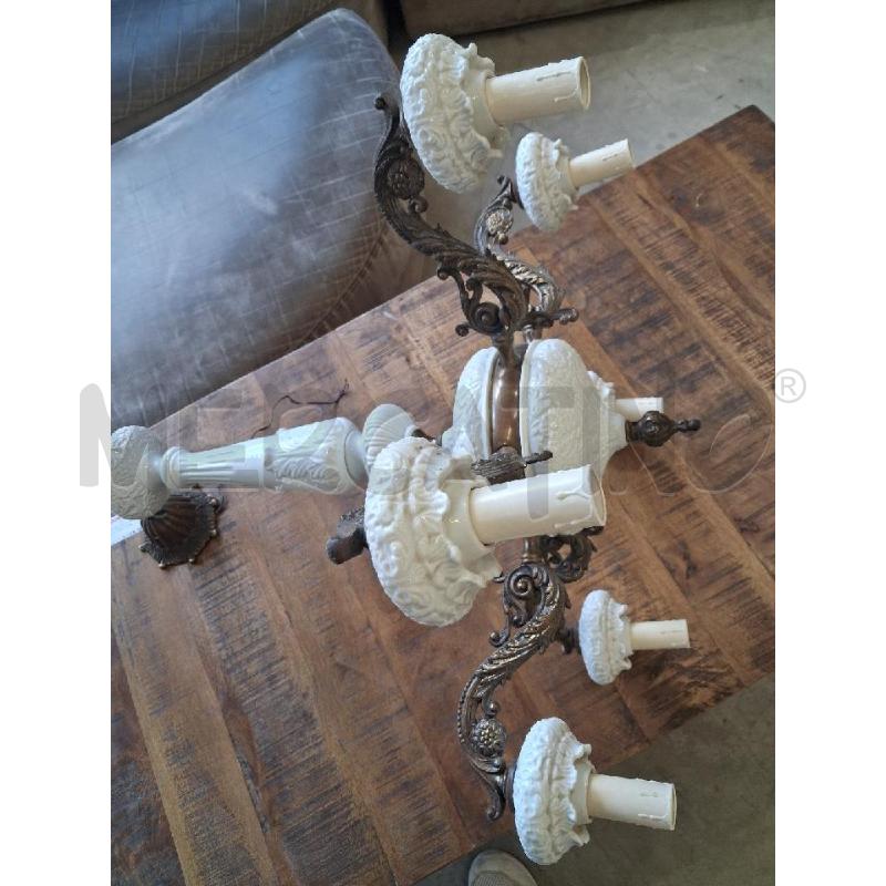 LAMPADARIO OTTONE CERAMICA 6 BRACCIA  | Mercatino dell'Usato San giorgio del sannio 4
