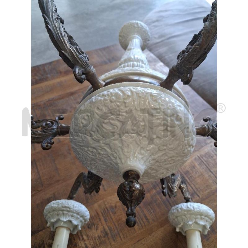 LAMPADARIO OTTONE CERAMICA 6 BRACCIA  | Mercatino dell'Usato San giorgio del sannio 5