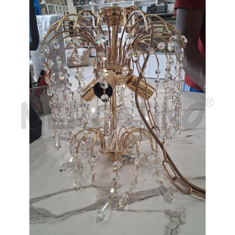 LAMPADARIO SALISCENDI DORATO PENDENTI CRISTALLI  | Mercatino dell'Usato San giorgio del sannio 1