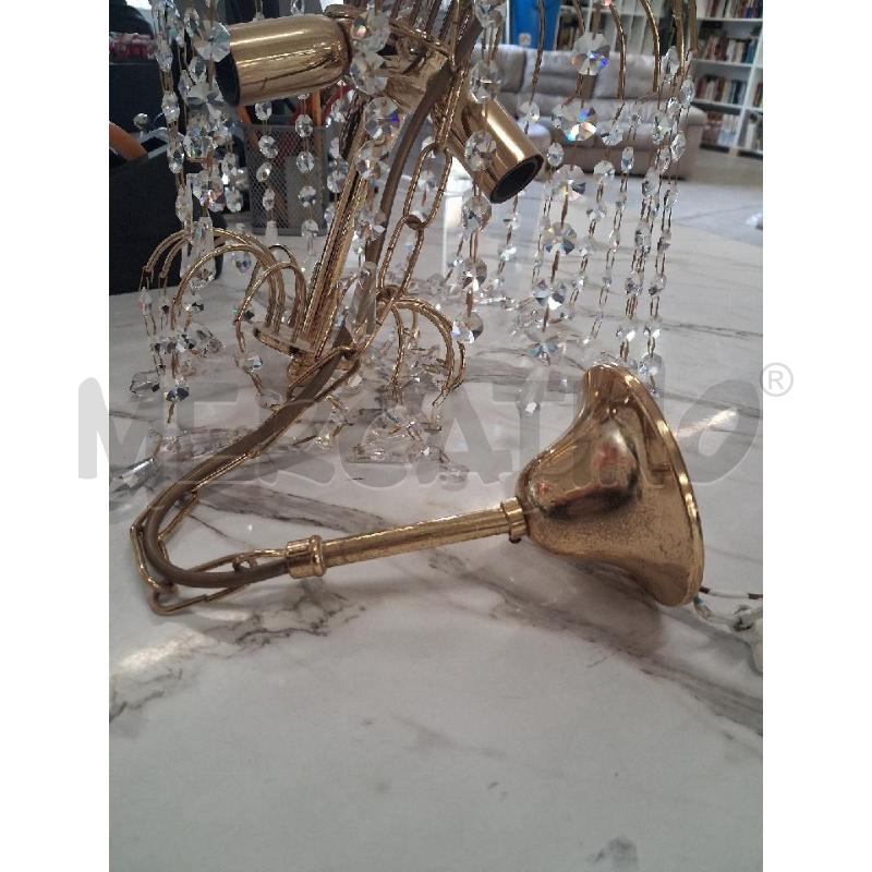 LAMPADARIO SALISCENDI DORATO PENDENTI CRISTALLI  | Mercatino dell'Usato San giorgio del sannio 2
