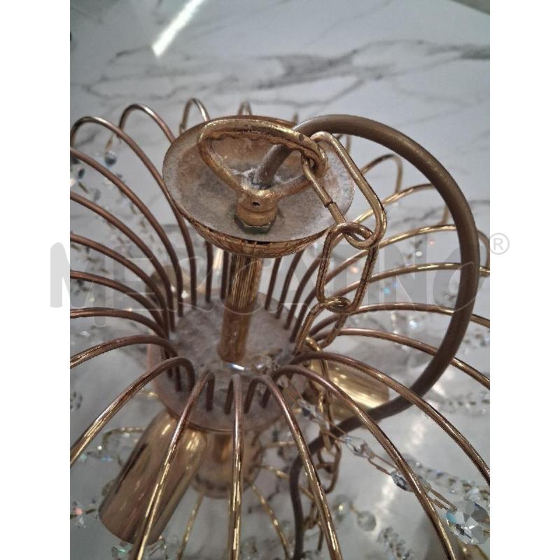 LAMPADARIO SALISCENDI DORATO PENDENTI CRISTALLI  | Mercatino dell'Usato San giorgio del sannio 3