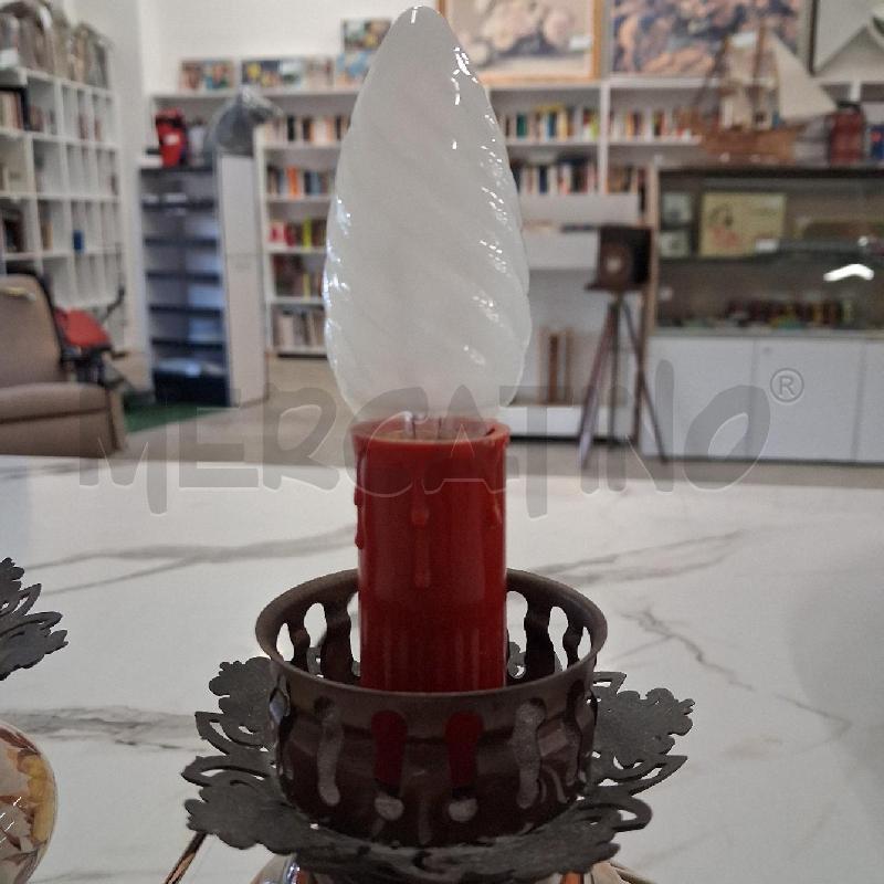 LAMPADA 2 PZ FIORI FERRO INS ROSSO  | Mercatino dell'Usato San giorgio del sannio 2