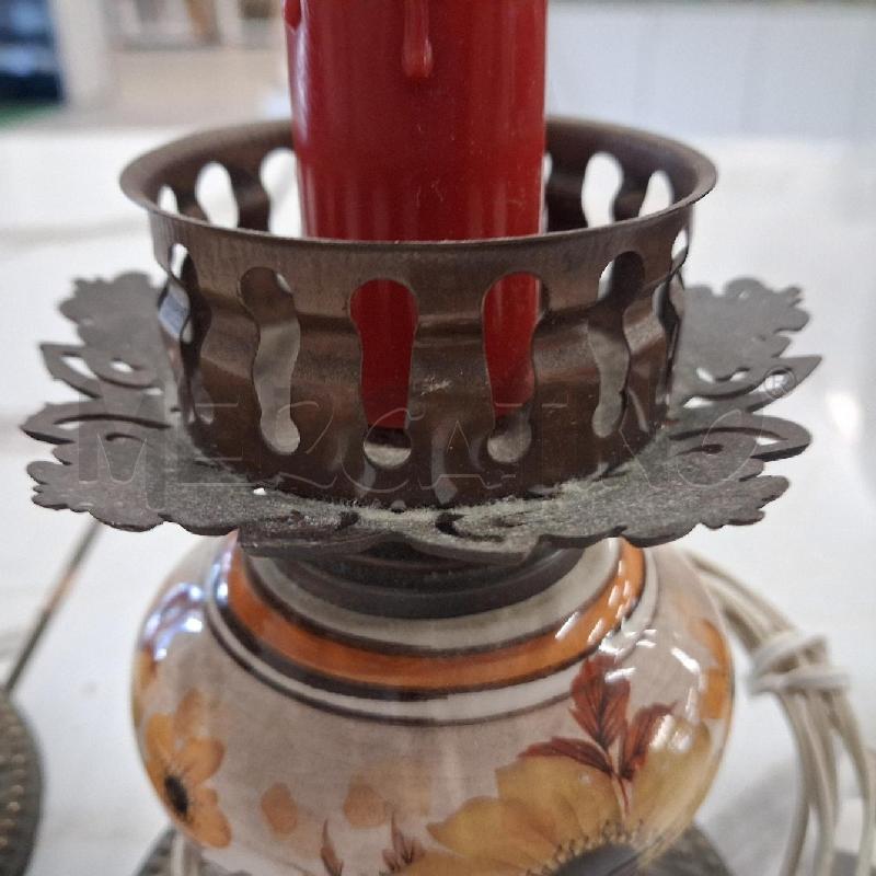 LAMPADA 2 PZ FIORI FERRO INS ROSSO  | Mercatino dell'Usato San giorgio del sannio 4