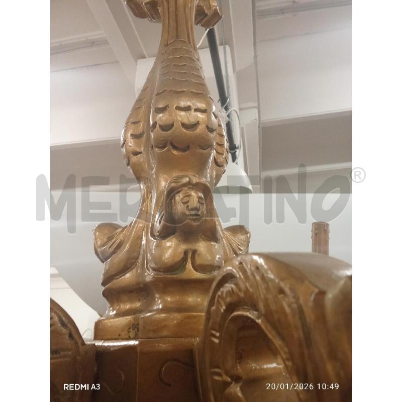 LAMPADA LEGNO 6 BRACCIA DORATO  | Mercatino dell'Usato San giorgio del sannio 2