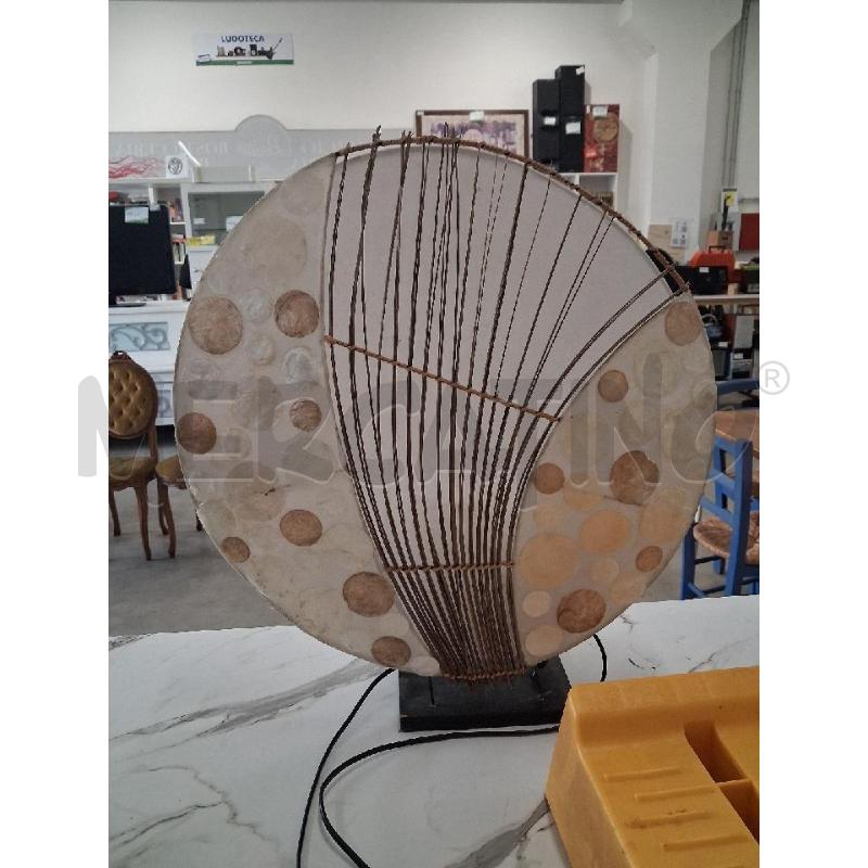 LAMPADA LEGNO APPLICAZIONE DISCHI MADREPERLA | Mercatino dell'Usato San giorgio del sannio 1