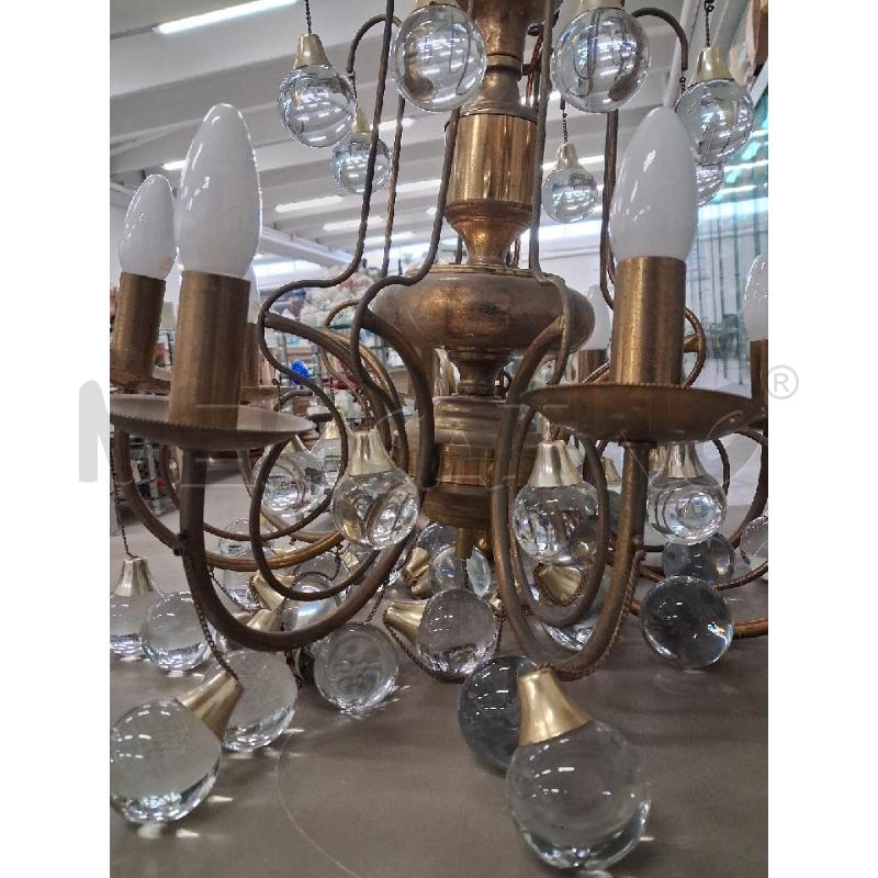 LAMPADA OTTONE PEDENTI PALLE VETRO  | Mercatino dell'Usato San giorgio del sannio 3