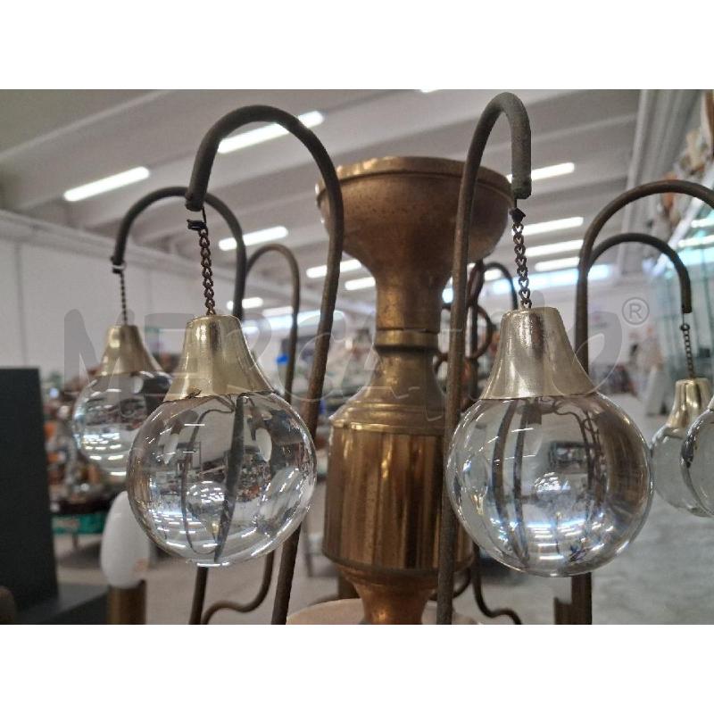 LAMPADA OTTONE PEDENTI PALLE VETRO  | Mercatino dell'Usato San giorgio del sannio 4
