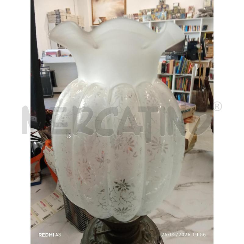 LAMPA SOLARE OTTONE VETRO FIORE LAVORATO  | Mercatino dell'Usato San giorgio del sannio 2