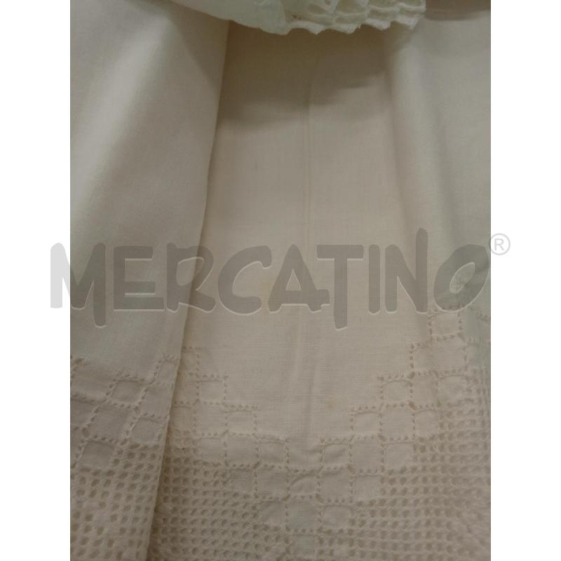 LENZUOLO MATRIMONIALE BIANCO RICAMO 36% LINO  | Mercatino dell'Usato San giorgio del sannio 3