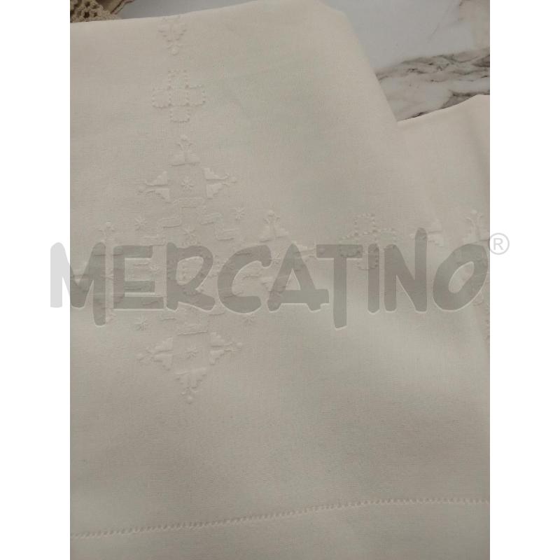 LENZUOLO MATRIMONIALE LINO BIANCO RICAMO GEOMETRICO | Mercatino dell'Usato San giorgio del sannio 4