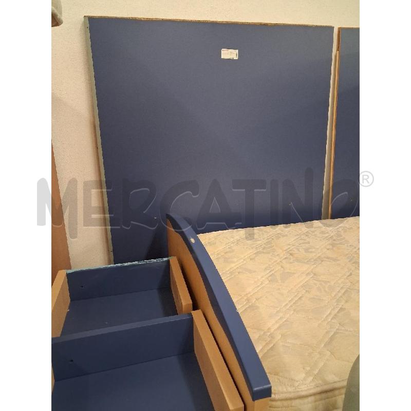 LETTO A PONTE CON SCRIVANIA INCORPORATA + LEBRERIA + PENSILE FRASSINO BLU  | Mercatino dell'Usato San giorgio del sannio 3