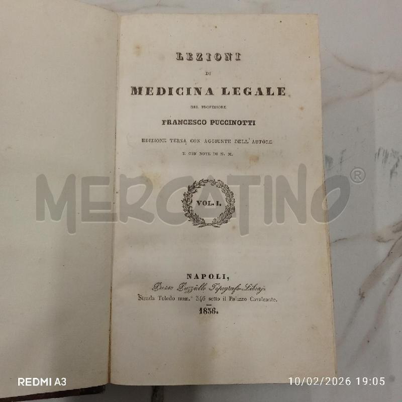 LEZIONI DI MEDICINA LEGALE DI FRANCECSO PUCCINOTTI VOL 1.1836 | Mercatino dell'Usato San giorgio del sannio 3