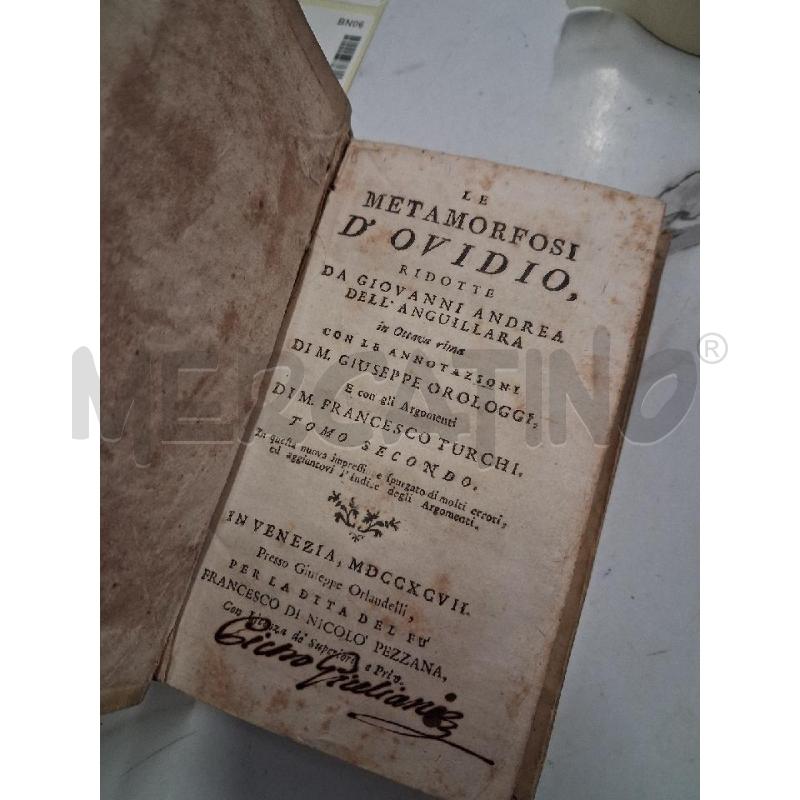 LE METAMORFOSI D'OVIDIO MDCCXCVII | Mercatino dell'Usato San giorgio del sannio 1