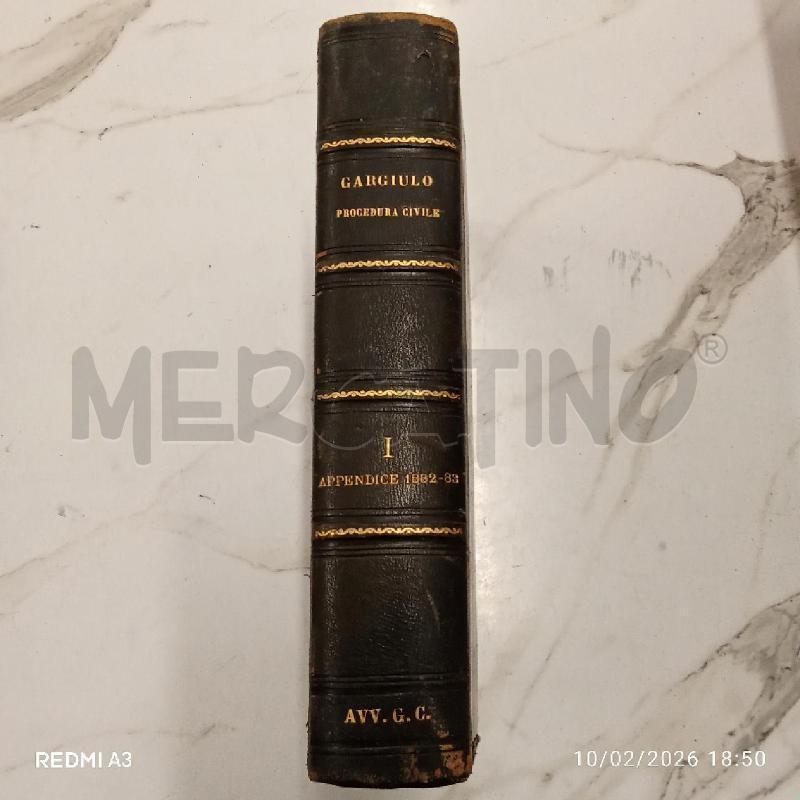 LIBRO PROCEDURRA CIVILE 1885 FRANCESCO SAV GARGIULO  | Mercatino dell'Usato San giorgio del sannio 2