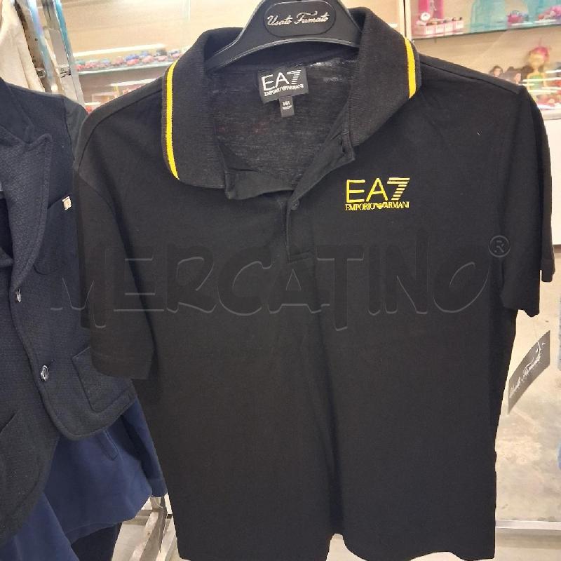 MAGLIA BAMBINO NERA ARMANI COLLETTO RIGHE GIALLE  | Mercatino dell'Usato San giorgio del sannio 1