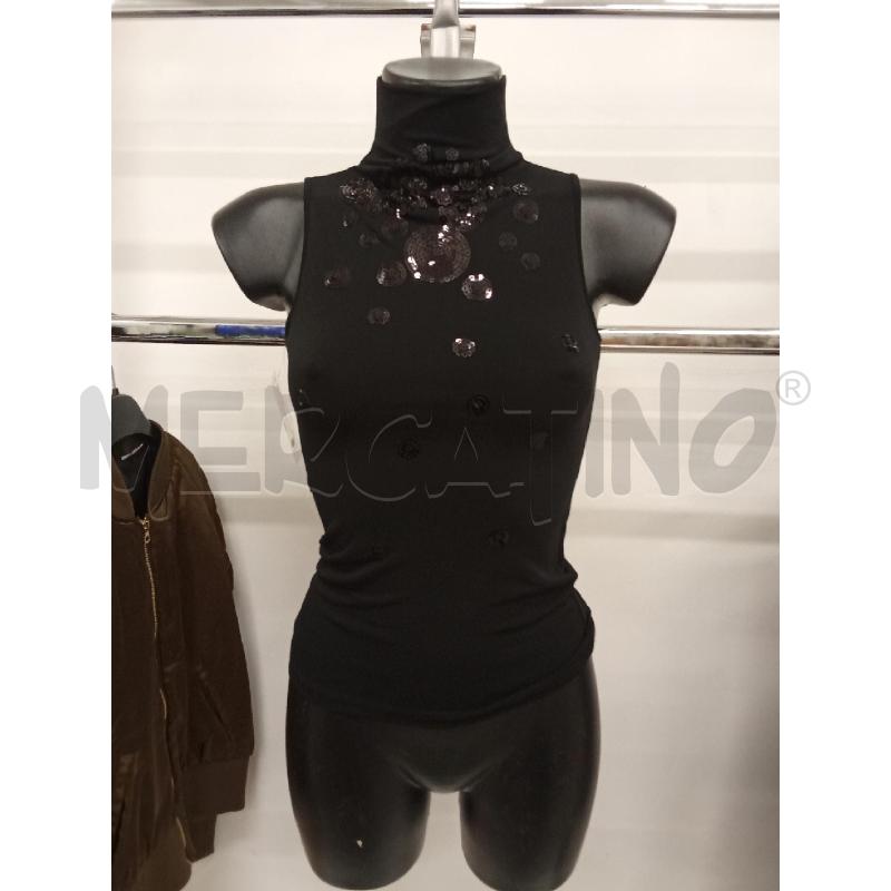 MAGLIA DONNA CANOTTA NERA INS PAILETTE CERCHI FLAVIO CASTELLANI | Mercatino dell'Usato San giorgio del sannio 1