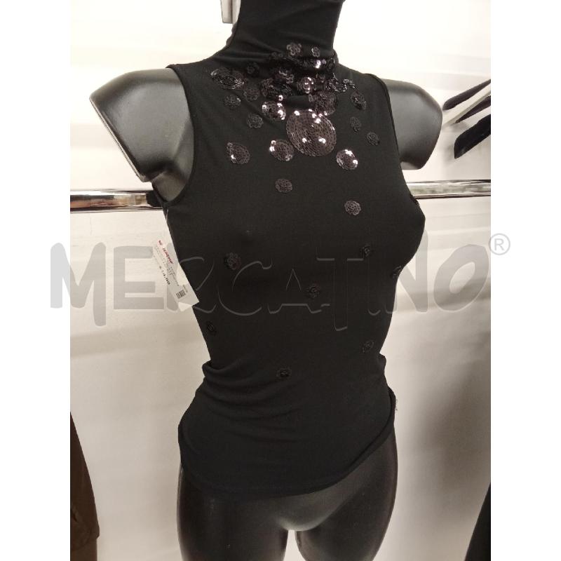 MAGLIA DONNA CANOTTA NERA INS PAILETTE CERCHI FLAVIO CASTELLANI | Mercatino dell'Usato San giorgio del sannio 3