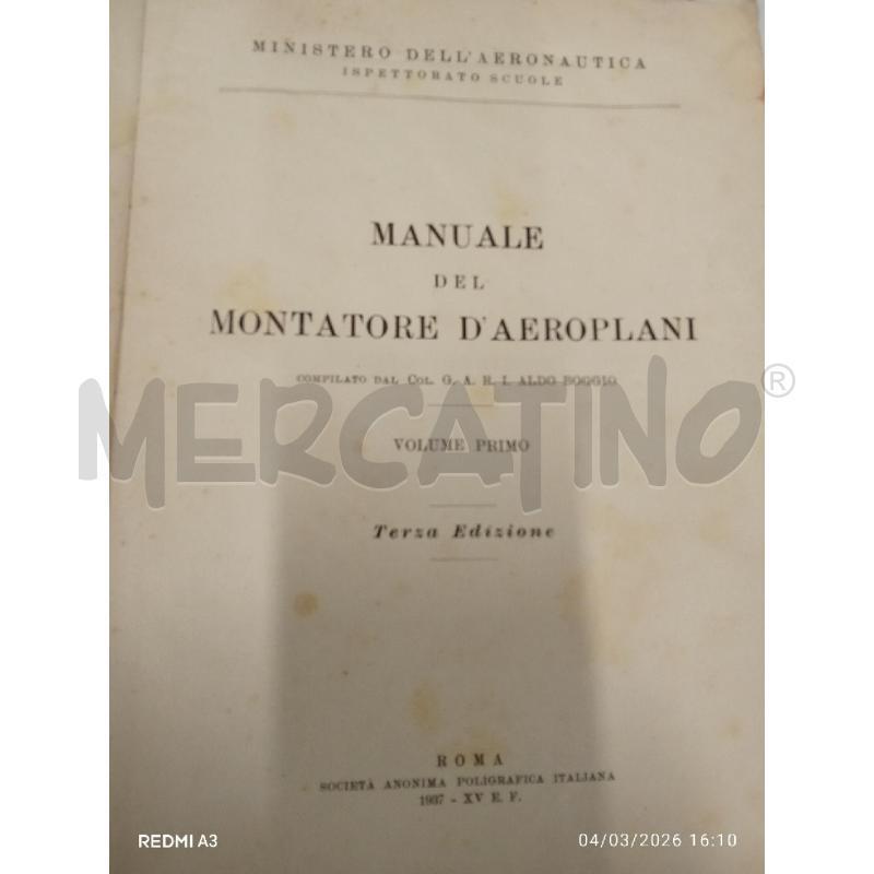 MANUALE DEL MONTATORE DI AEREOPLANI I EII VOL | Mercatino dell'Usato San giorgio del sannio 2