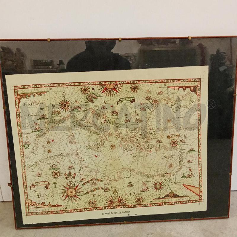 MAPPA NAUTICA C LEGNO MAR MEDITERRANEO  | Mercatino dell'Usato San giorgio del sannio 1