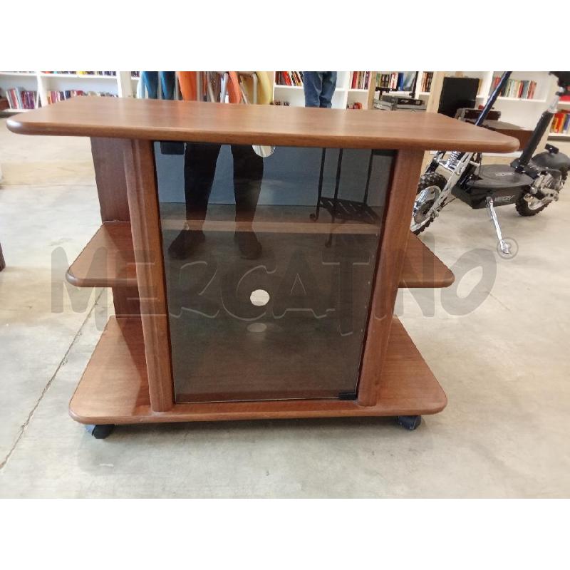 MOBILE PORTA TV LEGNO ANTA VETRO ROTELLE  | Mercatino dell'Usato San giorgio del sannio 1