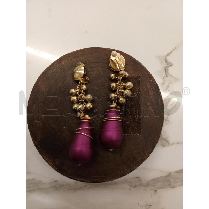 ORECCHINI CLIP DORATI PENDENTE VIOLA  | Mercatino dell'Usato San giorgio del sannio 2