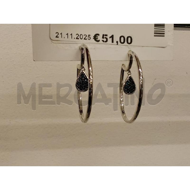 ORECCHINI PIERRE LANG CERCHI ARGENTATI DET.PEND.GOCIA STRASS BLU | Mercatino dell'Usato San giorgio del sannio 2