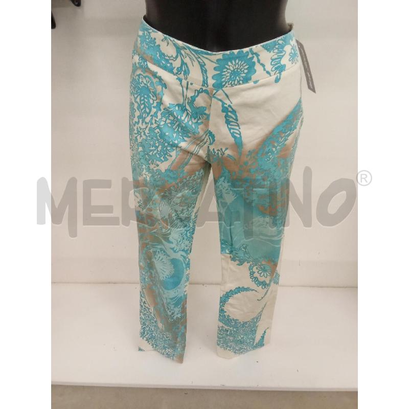 PANTALONE DONNA BIANCO FLOREALE CELESTE BEIGE  | Mercatino dell'Usato San giorgio del sannio 1