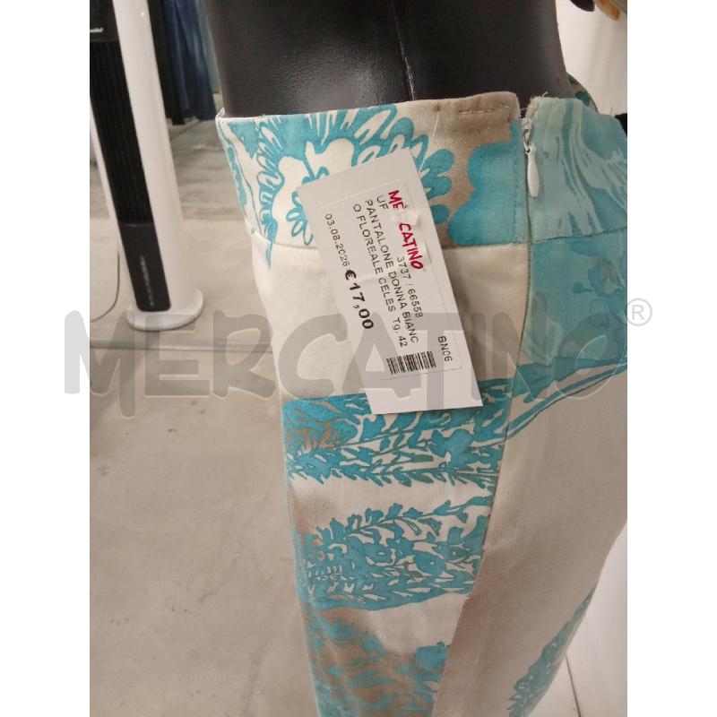 PANTALONE DONNA BIANCO FLOREALE CELESTE BEIGE  | Mercatino dell'Usato San giorgio del sannio 3