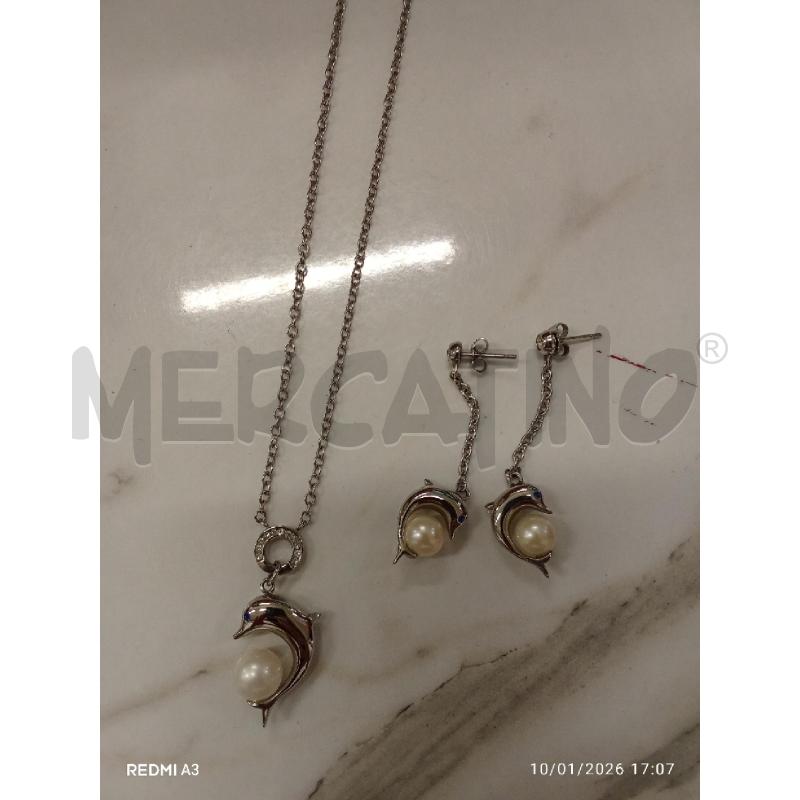 PARURE COLLANA + ORECCHINI CON DELFINO E PERLINA  | Mercatino dell'Usato San giorgio del sannio 2