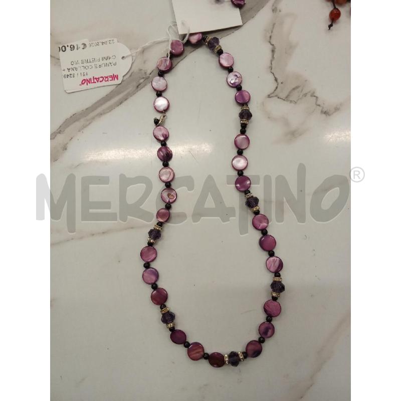 PARURE COLLANA + ORECCHINI PIETRE VIOLA ROTONDE | Mercatino dell'Usato San giorgio del sannio 1
