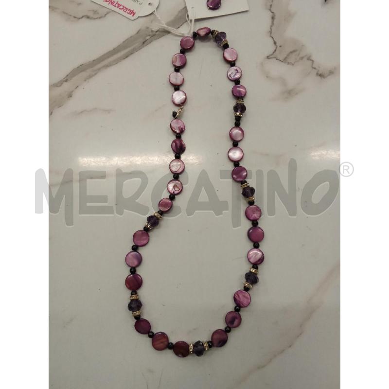 PARURE COLLANA + ORECCHINI PIETRE VIOLA ROTONDE | Mercatino dell'Usato San giorgio del sannio 3