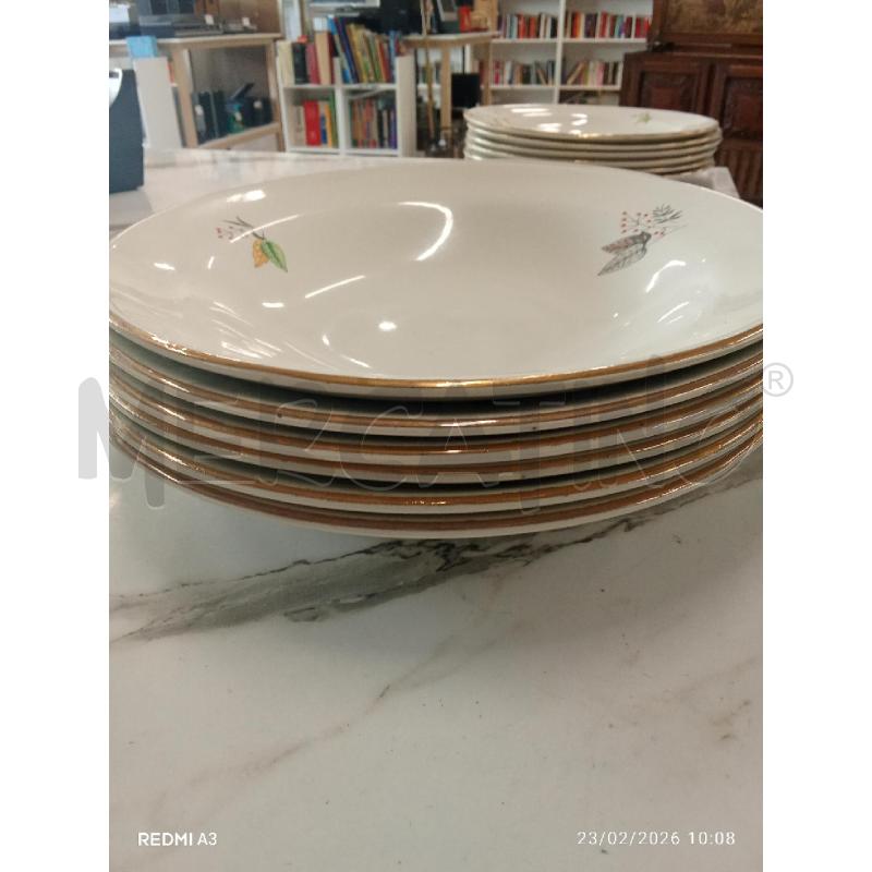 PIATTI PZ. 6+6 RIGO DORATO TERRAGLIA FORTE DISEGNO FOGLIE  | Mercatino dell'Usato San giorgio del sannio 2