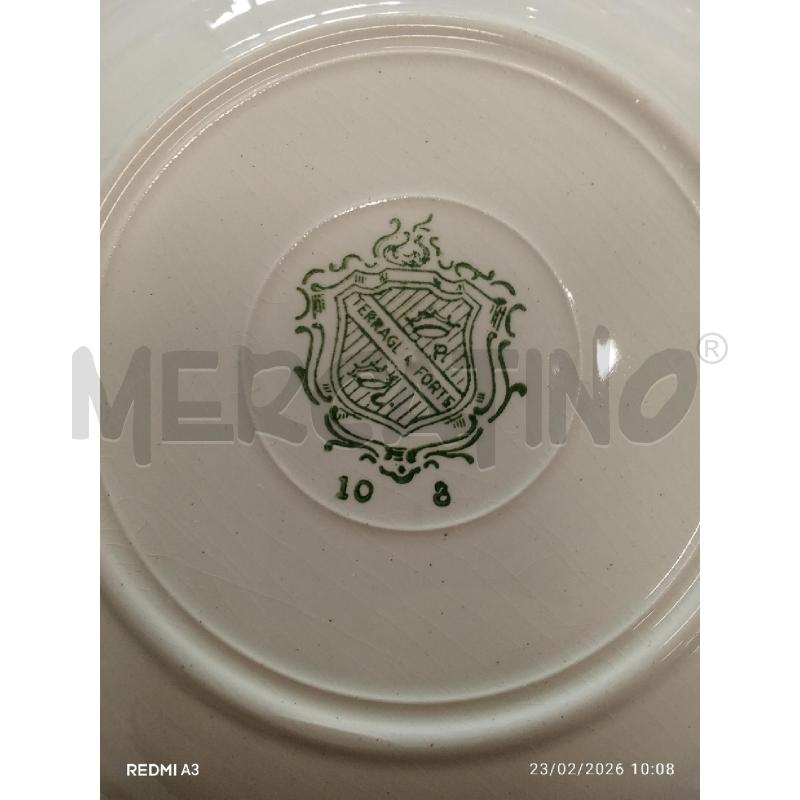 PIATTI PZ. 6+6 RIGO DORATO TERRAGLIA FORTE DISEGNO FOGLIE  | Mercatino dell'Usato San giorgio del sannio 5