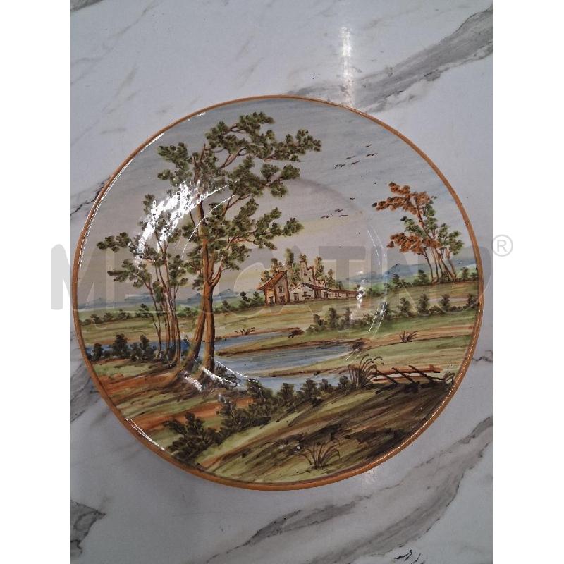 PIATTO CERAMICA MAIOLICA CASE ALBERI MADE IN ITALY  | Mercatino dell'Usato San giorgio del sannio 1