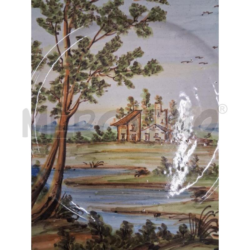 PIATTO CERAMICA MAIOLICA CASE ALBERI MADE IN ITALY  | Mercatino dell'Usato San giorgio del sannio 3
