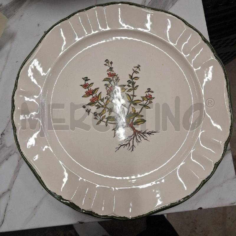 PIATTO CERAMICA PAGNOSSINI RIGO VERDE ALBERO FIORI ROSSI  | Mercatino dell'Usato San giorgio del sannio 1