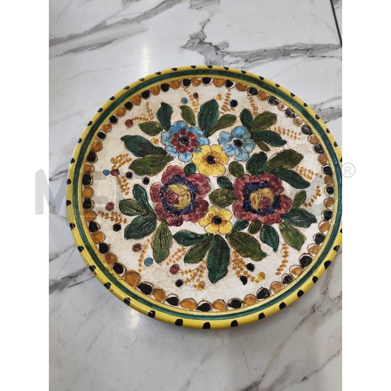 PIATTO DEC A MANO 31CM FIORI BORDINO GIALLO | Mercatino dell'Usato San giorgio del sannio 1