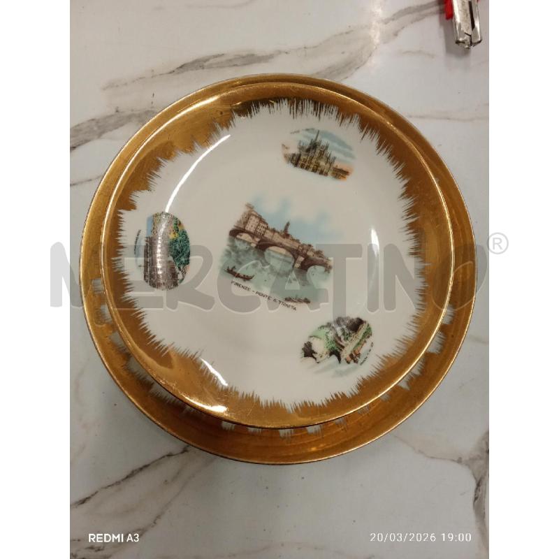 PIATTO DOLCE + PIATTINI FIRENZE BORDO DORATO  | Mercatino dell'Usato San giorgio del sannio 1