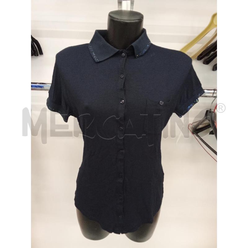 POLO DONNA BLU NOTTE STRASS CELESTI COLLETTO MANICA  | Mercatino dell'Usato San giorgio del sannio 1