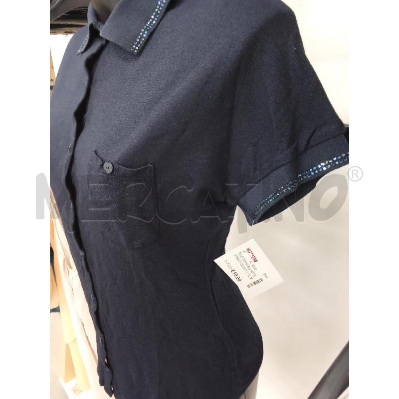 POLO DONNA BLU NOTTE STRASS CELESTI COLLETTO MANICA  | Mercatino dell'Usato San giorgio del sannio 3