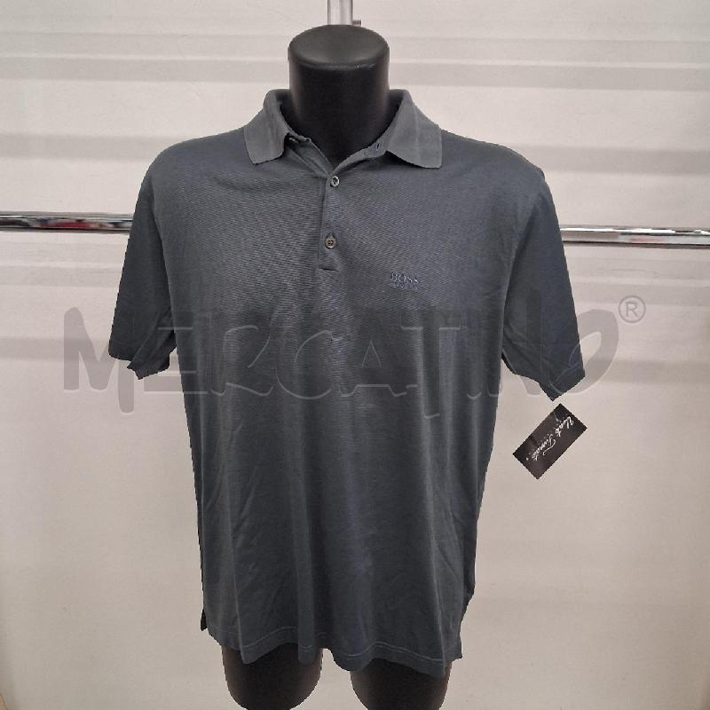 POLO UOMO GRIGIA SCURA LAMINATA LOGO PICCOLO  | Mercatino dell'Usato San giorgio del sannio 1